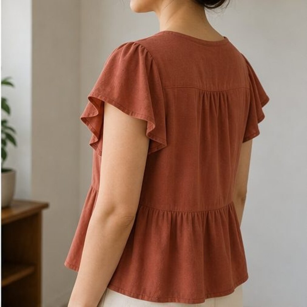 Rust Wrap Blouse - Picture 3 of 6